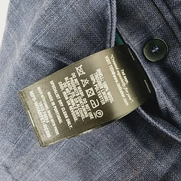 NWT Ted Baker Wharfet Debonair 100% Wool Check Suit Trousers Blue Modern Fit 34L